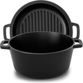 KICHLY Cast Iron Dutch Oven 5 QT with Skillet Lid Pre-Seasoned PFAS-Free | Dual Purpose Skillet Lid, Griddle Pan Included, Bread Baking, Roasting, Grilling, Camping Use, Heavy Duty