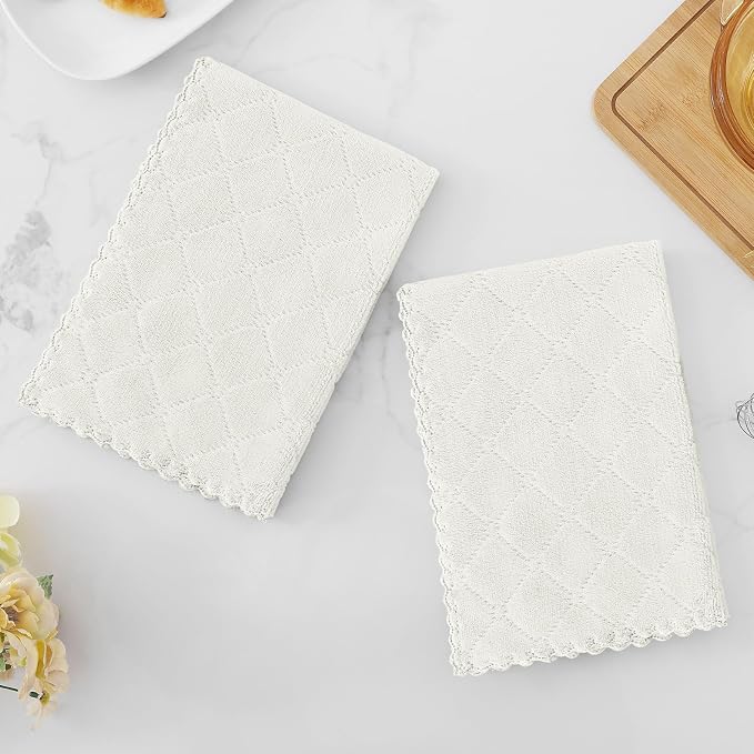 Homaxy 12 Pack Super Soft Absorbent Dish Cloths, 13" x 19", White | Coral Velvet, Nonstick Oil Fast Drying Microfiber Cleaning Cloth, No Lint Dishcloths for washing and drying