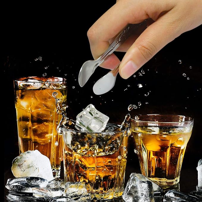 3PCS Mini Serving Tongs, 4Inch Rose Stainless Steel Sugar Cube Tongs, Sliver Small Ice Tong for Tea and Coffee Party, Appetizers, Desserts by Sunenlyst (Silver)