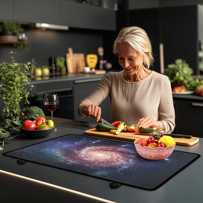 Spiral Galaxy Stove Top Covers for Electric Stove Universe Space Constellation Deep Space Stars Glass Top Gas Stove Pad Heat Resistant Range Cooktop Mat for Kitchen 28"x20"