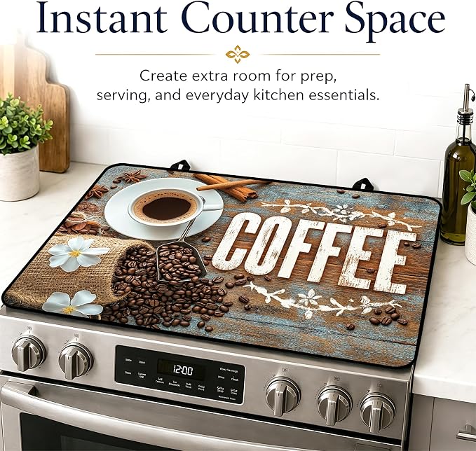 Stove Top Covers with A Non-slip Rubber Coating | protect Your Stove from Scratches, Extend Countertop Space, and Add A Classic Kitchen Touch