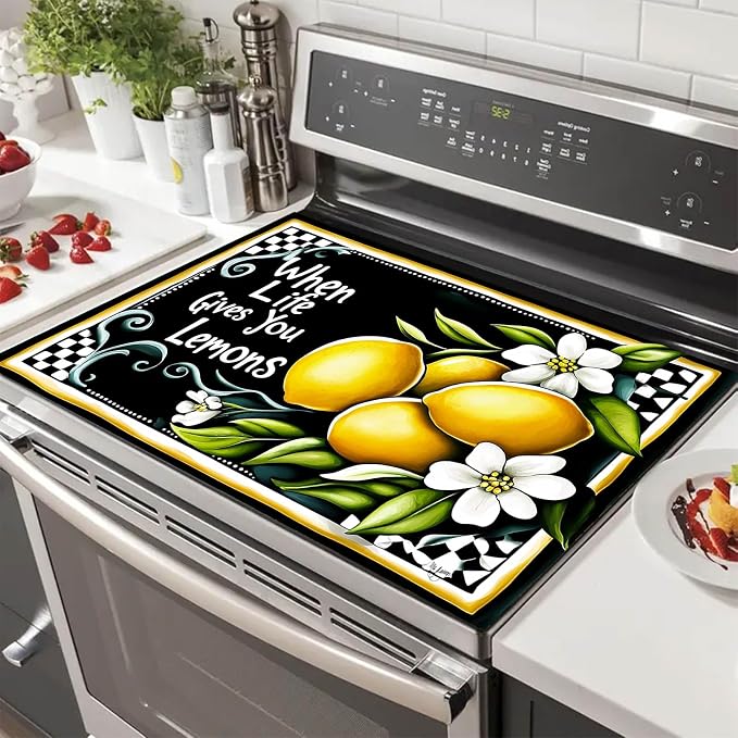 HOMETITUTE Lemons Stove Top Cover 28x20 Diatomite Heat Resistant Mat