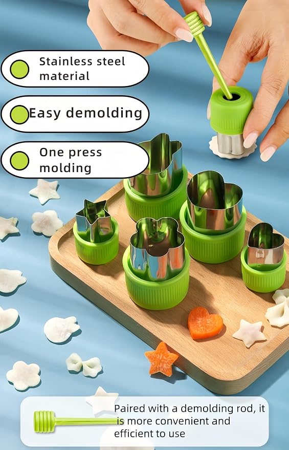 12-Piece teenager Cookie Cutters Set-Stainless Steel&BPA-Free Shapes for Baking (Bear,Rabbit,Star,Flower) DIY Cookies,Mini Pies,Fondant,Veggies|Dishwasher Safe,Gift for teenager & Parents (12, Green)