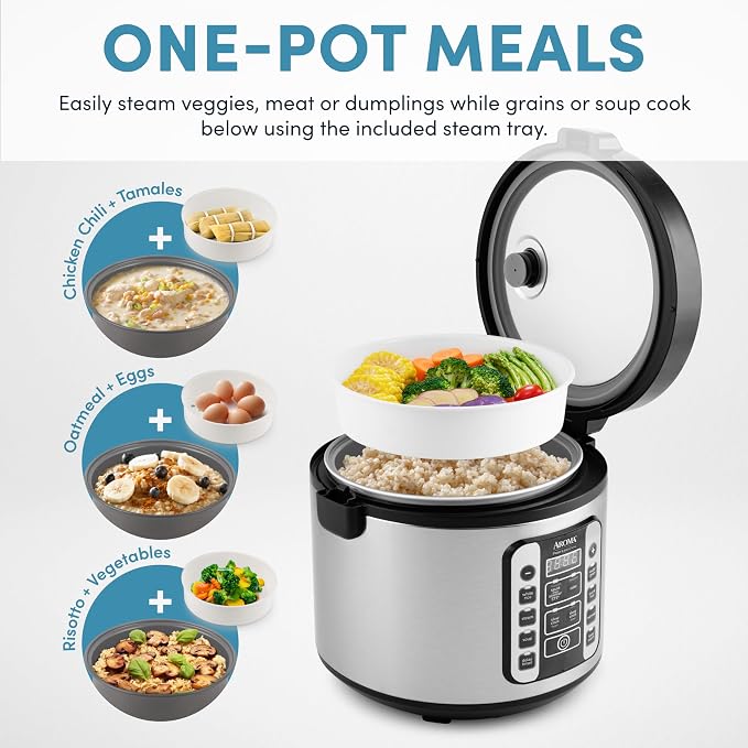 Aroma Housewares AROMA® Professional 20-Cup (Cooked) / 5Qt. Digital Rice Cooker, Steamer, and Slow Cooker Pot with 10 Smart Cooking Modes, Including Sauté-then-Simmer®
