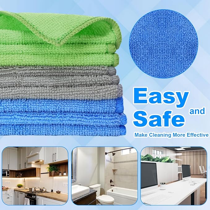 30 Pcs Dry Erase Cloth,6 X 6 Inch,Gray/Green/Blue | Cleaning Rags Reasonable Whiteboard Cloth Kitchen Towels Microfiber Towels Cars Wash
