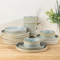 Ceramic Dinnerware Set for 6, 18-Piece Plates and Bowls Set | Lightweight Porcelain Dish Set, Scratch Resistant, Oven & Microwave & Dishwasher Safe, Illusion Blue
