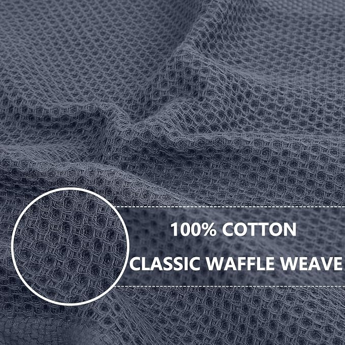 Homaxy 100% Cotton Waffle Weave Kitchen Dish Cloths, 4-Pack, Dark Grey | 12 x 12 Inches, Ultra Soft Absorbent Dish Towels, Quick Drying Dish Rags with Hanging Loop