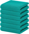 Homaxy 100% Cotton Waffle Weave Kitchen Dish Towels 6-Pack, Teal | 13 x 28 Inches, Ultra Soft Absorbent Dish Towels, Quick Drying Cleaning Towels