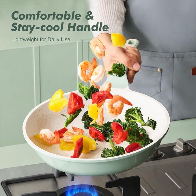 SENSARTE Nonstick Ceramic Frying Pan Skillet, 8 Inch Omelet Pan, Healthy Non Toxic Chef Pan, Induction Egg Pan with Heat Resistant Handle, Dishwasher Safe, PFAS-Free, Green