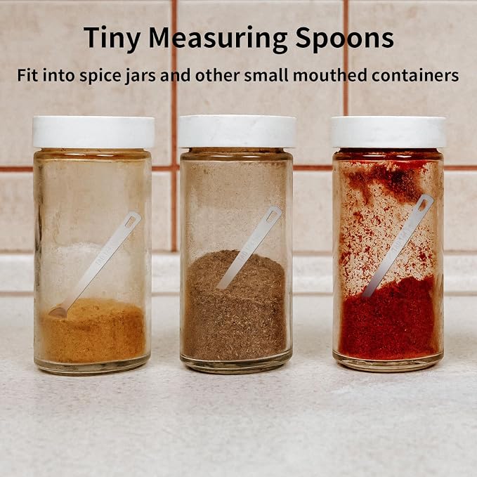 Cuttte 5PCS Small Measuring Spoons Set Teaspoon 1/4 1/8 1/16 1/32 1/64 tsp | Stainless Steel Tiny Measuring Spoons for Cooking Baking, Mini Teaspoons for Small Amount of Powders, Spices, Dry Ingredients