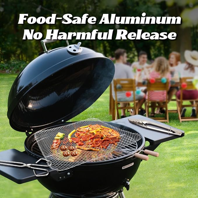 Disposable Grill Topper,16x12 Inch Grill Mesh Mat Disposable Pans,Non-Stick BBQ Aluminum Mats for Outdoor Grills, Easy to Clean (20)