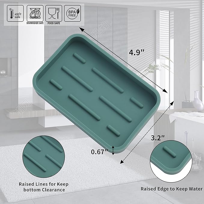 MicoYang Silicone Kitchen Sink Organizer Tray for Multiple Usage,Easy Clean Sponges Holder for Kitchen Bathroom Counter or Sink,Dish Soap Dispenser,Scrubber,Bottle,Cup Green 4.9”x 3.2”