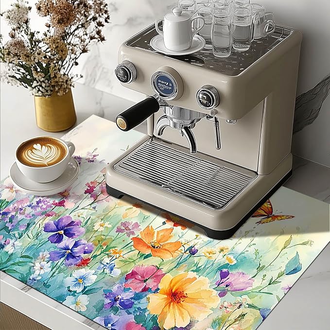 HOMETITUTE Wildflower Stove Top Cover 28x20 Butterfly Diatomite Mat