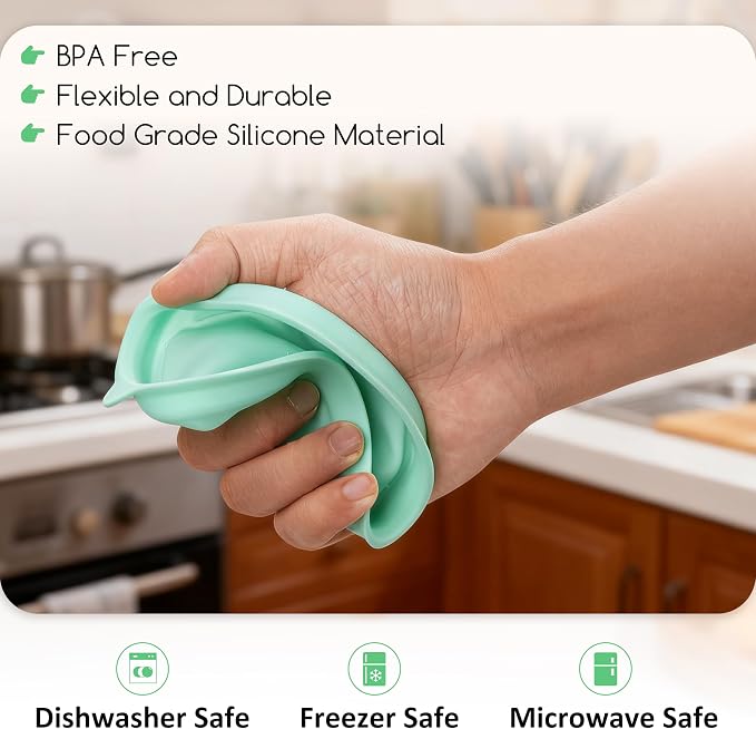 2 Cup Round Silicone Storage Cover Lids Replacement for Anchor Hocking and Pyrex 7200-PC Glass Bowls (Container not Included) (Green) 2 Pack