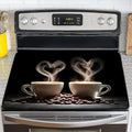 NYZE 28x20 Inch Electric Stove Top Cover - Heat Resistant Glass Flat Top Stovetop Protector Mat, Coffee Themed Dish Drying Mat & Extra Counter Space Saver for Kitchen Decor