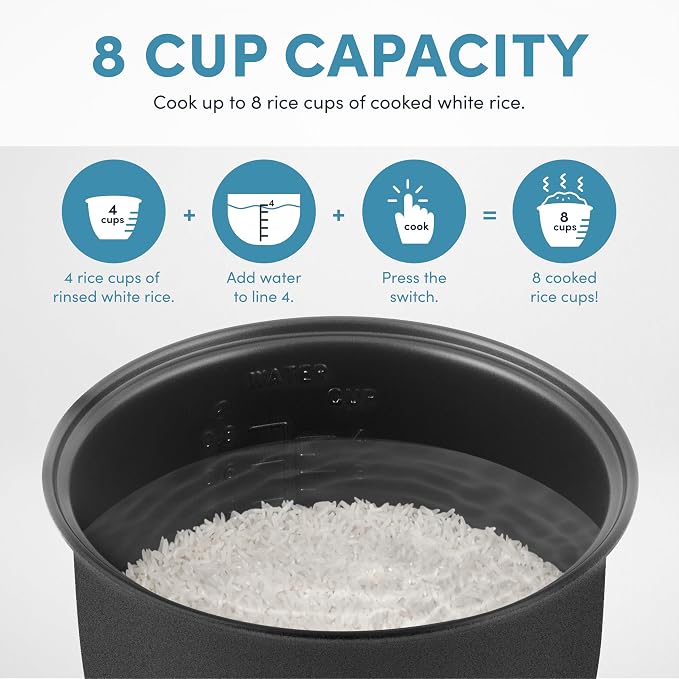 AROMA® CoreCoat™ Digital Rice Cooker & Steamer for Brown Rice with Nonstick Ceramic Coating (8 Cups Cooked, 4 Cups Uncooked)