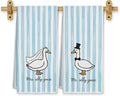 Mr and Mrs Goose Blue Striped Kitchen Towels 16x24 Inch, Wedding Gifts for Couples Newlyweds Dish Tea Towels for Kitchen Decor, Just Married Gifts Decorative Hand Towel for Bathroom, Set of 2