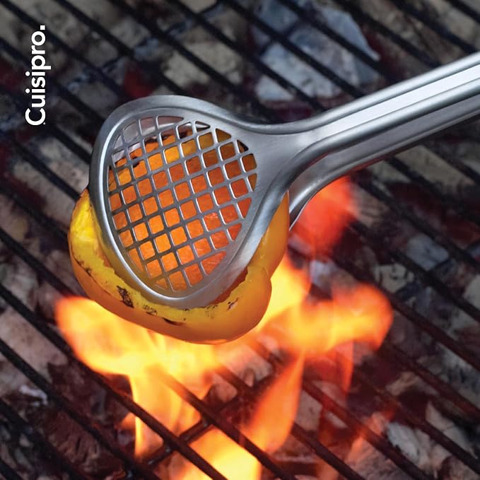 Cuisipro Stainless Steel Wide Grill/Fry Tongs, 12-Inch