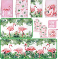 Fourluoo 10 Pcs Flamingo Kitchen Dish Towels Rugs Oven Mitts and Pot Holders Set Farmhouse Kitchen Decor Set for Women Mom Daughter Gift Cooking Baking Grilling(Cute Pink)