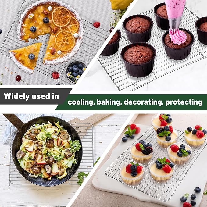 TeamFar Cooling Rack, 15.3” x 11.1” Stainless Steel Wire Baking Rack, 2PCS | for Cooking Roasting Grilling, Fit for Oven Pan, Oven & Dishwasher Safe, Non-toxic & Heavy-Duty