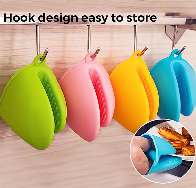 2 Pairs All Gray Mini Silicone Oven Gloves, Mini Finger Protector Pot Holder for Kitchen,Cooking,Baking,BBQHeat Resistant Gloves，can be Washed in the Dishwasher