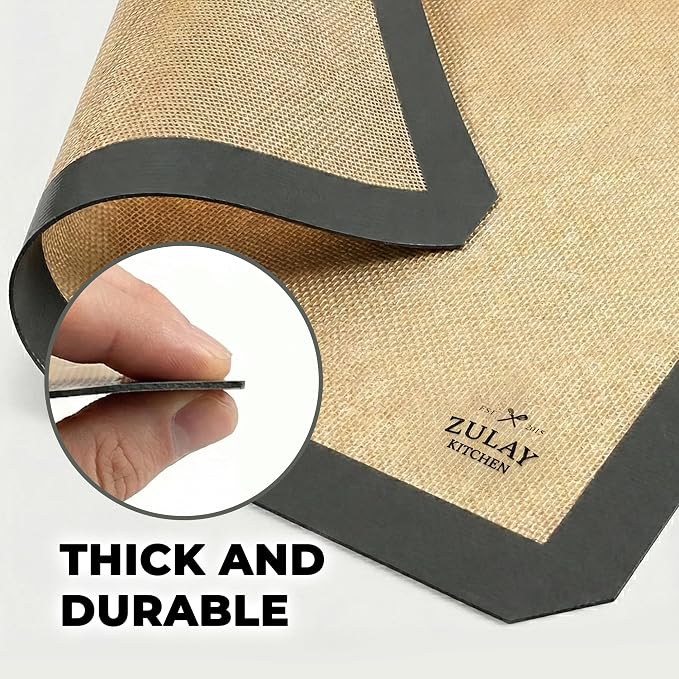 Zulay Kitchen Silicone Baking Mat Sheet 3-Pack (3 sizes) - Reusable Silicone Baking Sheet - Easy & Convenient Nonstick Baking Supplies - Silicone Mats for Baking - Baking Mat For Oven - (Dark Gray)