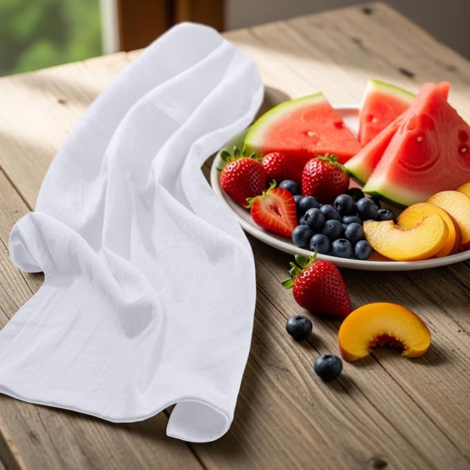 Utopia Kitchen White Flour Sack Towels [6 Pack - 28 x 28 Inch] 100% Cotton | Tea Towels for Cleaning & Drying - Highly Absorbent Kitchen Dish Cloth