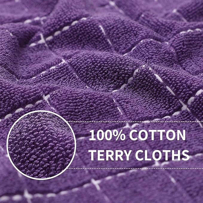 Homaxy 100% Cotton Terry Kitchen Towels, 12 Pack, Purple | Ultra Soft and Absorbent Dish Towels for Kitchen, Suitable for Drying and Washing Dishes
