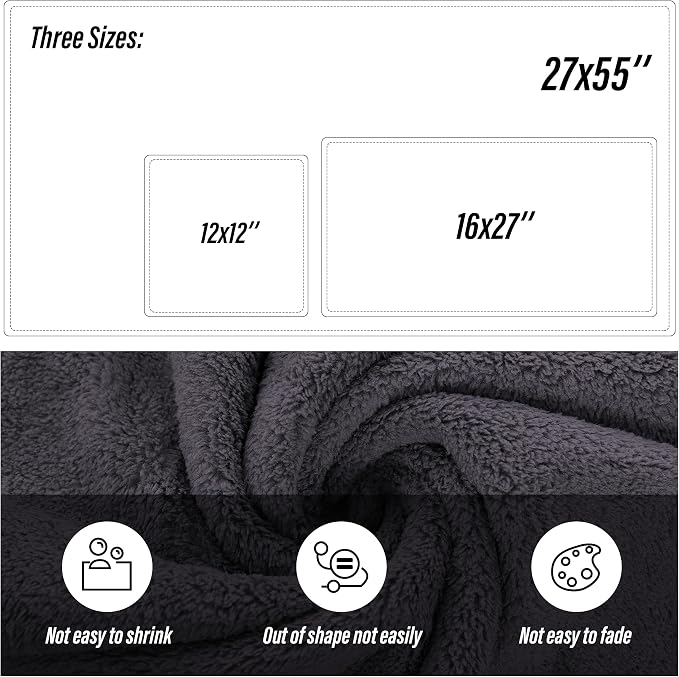 MOONQUEEN Ultra Soft Towel Set-Quick Drying-2 Bath Towels 2 Hand Towels 2 Washcloths - Microfiber Coral Velvet Highly Absorbent Towel for Bath Fitness, Bathroom, Sports, Yoga, Travel(Dark Grey, 6 Pcs)