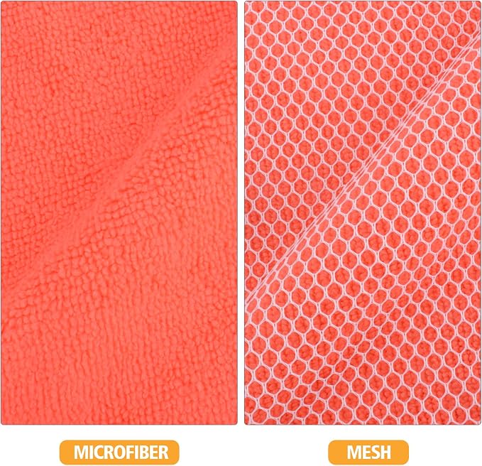 Dish Cloths for Washing Dishes with Scrub Side, Microfiber Dish Rags | Dual-sided microfiber dish cloths with scrubber for stuck-on food, quick dry kitchen washcloths 9 Pack, 7" x 7 Inch Red