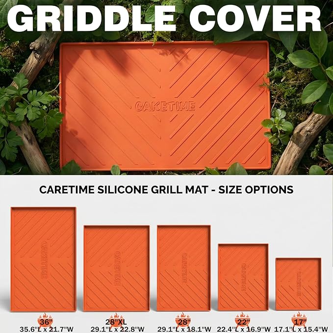 Caketime 36 Inch Silicone Mat for Blackstone Griddle Accessories Grill Top Cover Protector Waterproof Heat Resistant Durable Heavy Duty Cooking Baking BBQ Outdoor Tool Orange Father Dad Men Gifts