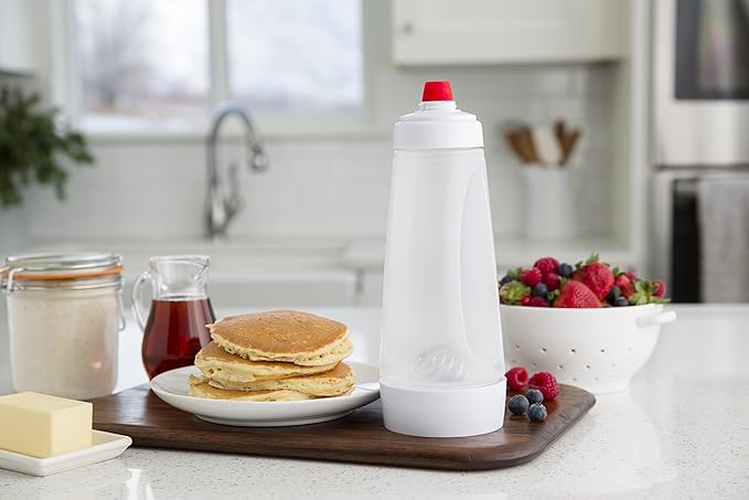 Whiskware Pancake Batter Mixer with BlenderBall Wire Whisk | No Mess | Dishwasher Safe | Blenderball Mixes Ingredients As You Shake | Kitchen | Camping | Waffle Batter Mixer
