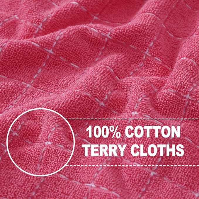Homaxy 100% Cotton Terry Kitchen Towels, 6 Pack, Rose Red | Ultra Soft and Absorbent Dish Towels for Kitchen, Suitable for Drying and Washing Dishes