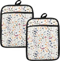 Vintage Floral Oven Mitts Set, Colorful Wildflowers Floral Heat Resistant Kitchen Oven Gloves for Baking and Cooking,Pot Holders