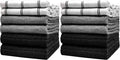 Premium Kitchen Towels (20”x 28”, 12 Pack) | Large Cotton Dish Towels | Flat & Terry Highly Absorbent Kitchen Linen Set with Hanging Loop | Black Check