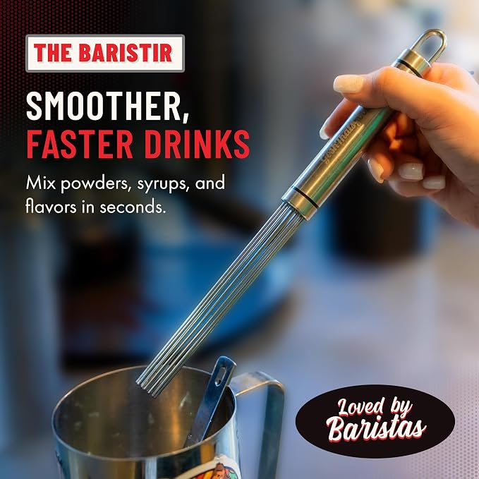 Baristir by Gosh That's Good | Barista Mixing Tool for Coffee Matcha Tea | Handheld barista mixing tool for coffee, matcha, and tea; helps reduce clumps, control foam, speed prep, and replace spoons.