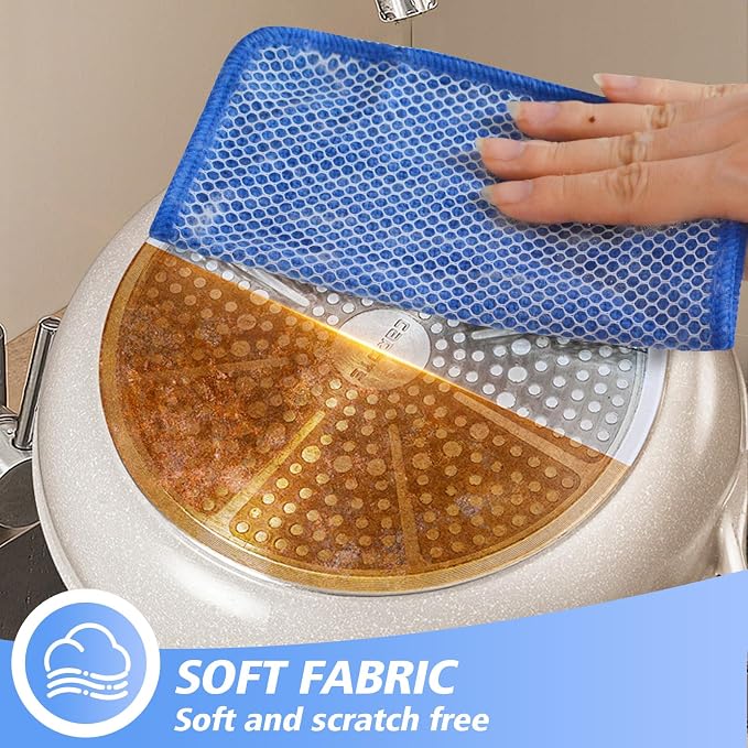 Dish Cloths for Washing Dishes with Scrub Side, Microfiber Dish Rags | Dual-sided microfiber dish cloths with scrubber for stuck-on food, quick dry kitchen washcloths 9 Pack, 7Inch Mixed Colors