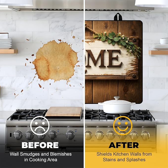 NYZE Extra Counter Space Stove Cover for Glass Top Stoves, 28" x 20" Rustic HOME Decorative Cooktop Protector, Heat Resistant Mat Pad for Kitchen Organization