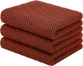Homaxy 100% Cotton Waffle Weave Kitchen Towels, 3-Pack, Rust | 13 x 28 Inches, Ultra Soft Absorbent Dish Towels, Quick Drying Cleaning Towels