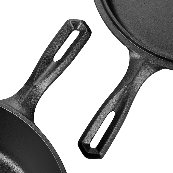 VORRINGARD Pre-seasoned Cast Iron Double Dutch Oven Pot with Skillet Lid, for Bread Baking, Outdoor, Campfire Cooking, 3 Quart