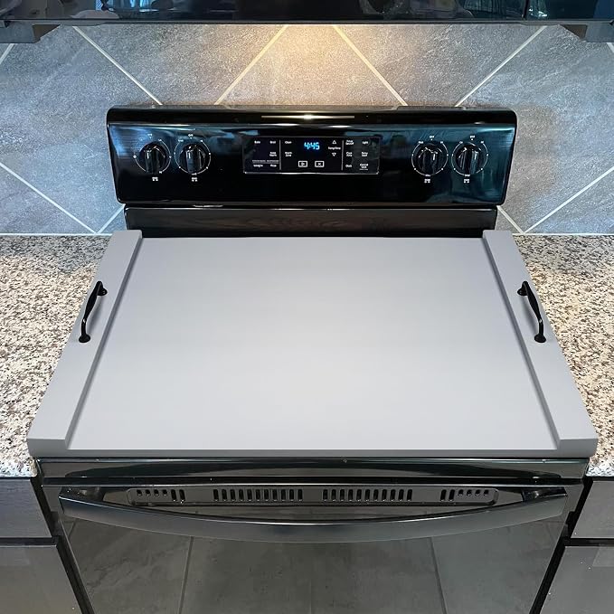 GASHELL Noodle Board Stove Cover with Handles, Multiple Stove Top Cover Board for Electric/Gas Stove Top(Grey)