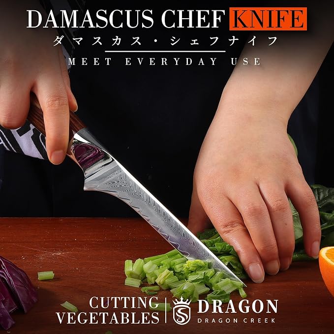 Dragon Creek Damascus Boning Knife - Meat Cutting Slicing | Fish Fillet Knife Birthday Gift for Mom or Dad 5.5" Stainless Steel