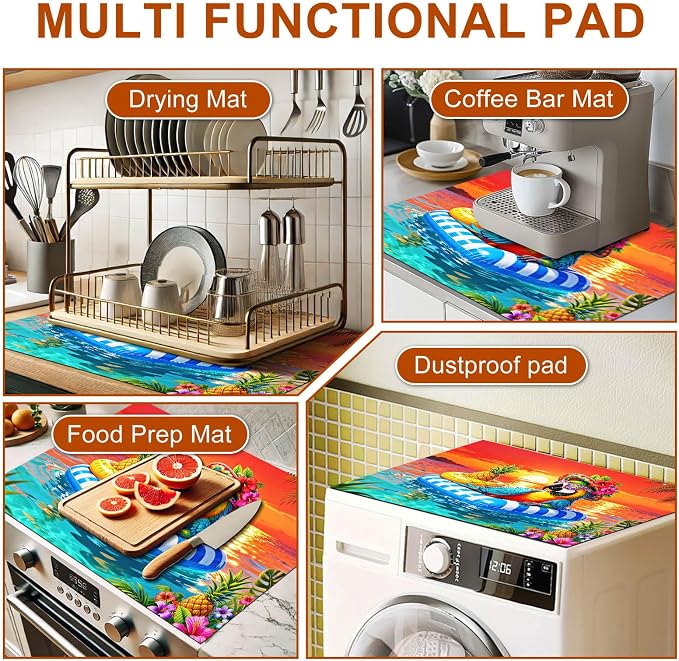 HOMETITUTE Summer Stove Top Cover 28x20 Tropical Parrot Ocean Heat Resistant
