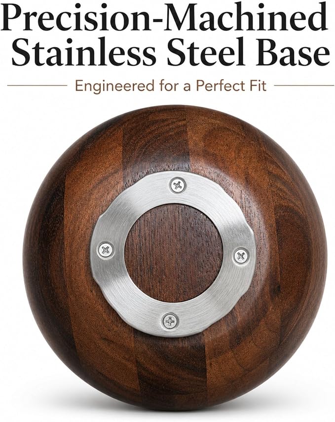 Premium Solid Walnut Wood Mixing Bowl Compatible with 4.5 & 5 QT Tilt-Head Models Natural Wooden Bowl with Stainless Steel Locking Base