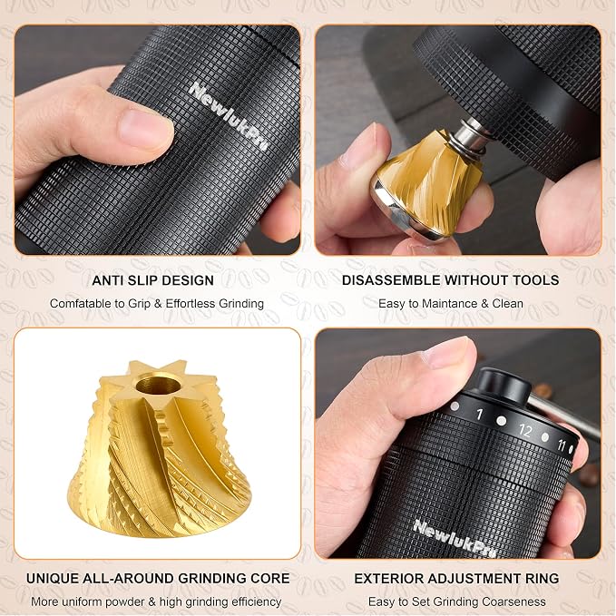 M7 Pro Manual Coffee Grinder,Titanium Conical Burr,35g Capacity | External 72 Grinding Settings.All-round Hand Coffee Grinder for Pour Over Drip French Press Espresso. Portable & Plastic Free