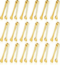 18 Pack Premium Small Serving Tongs, Mini Stainless Steel Appetizer Tongs 4.33Inch Gold