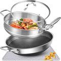 AOSION Hybrid 13 Inch Wok with Steamer, Nonstick Stainless Steel Wok | Wok Pan & Stir-Fry Pans