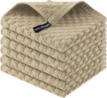 Homaxy 100% Cotton Terry Dish Cloths, 12"x12", 6-Pack, Tan | Ultra Soft Absorbent Dish Towels with Hanging Loop, Pineapple Grid Designed