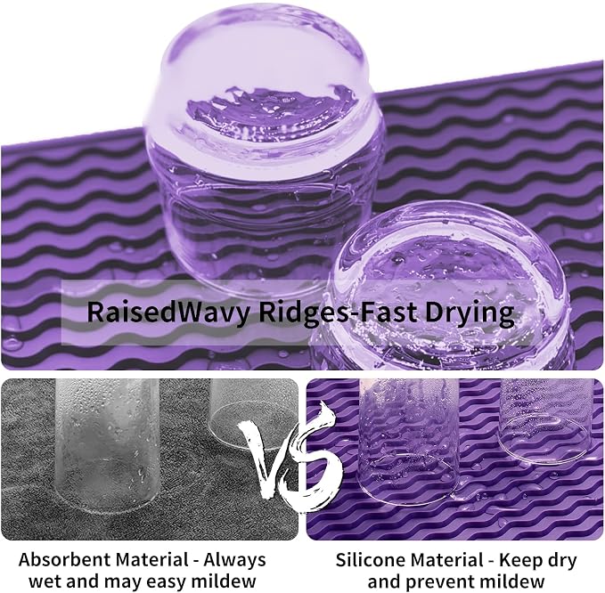 ZLR Silicone Sink Caddy & Sponge Holder, 6"x12", Meadow Violet | Sink Organizer for Soap, Sponge & Brush, Doubles as Bathroom Vanity Tray, Raised Lip, Non-Slip Food-Grade Silicone