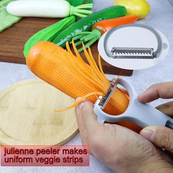 Vegetable Peeler for Potato,Veggie,Carrot,Cucumber,Fruit,3 Types Set Y Julienne Peeler for Kitchen (3 colors set), 13.5cm*8cm*4.5cm